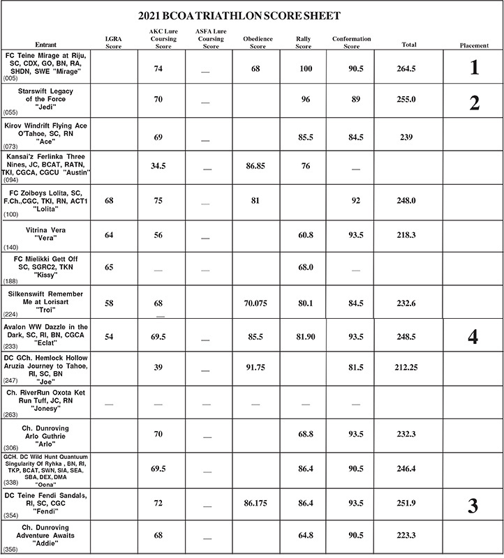 2021 Triathlon Scores